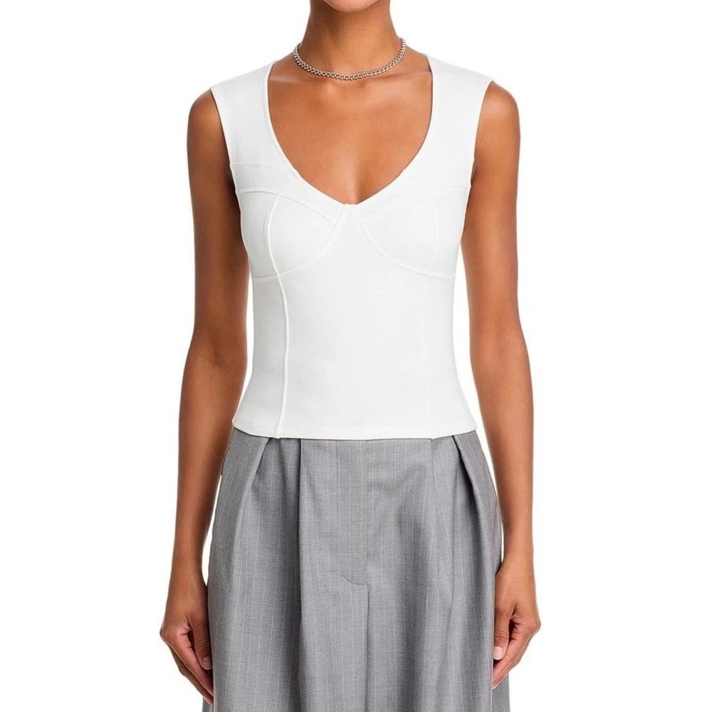 AQUA Bloomingdales White Bustier‎ Tank Top Sleeveless Fitted XS